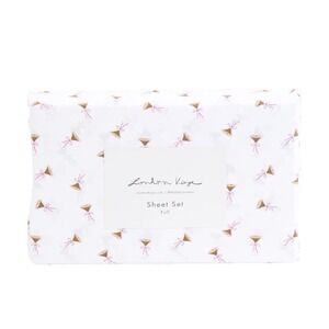 London Kaye Queen Sheet Set Martini Glass Print White Polyester